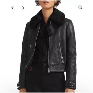 Maje Basara Real Sheep Shearling-Collar Leather